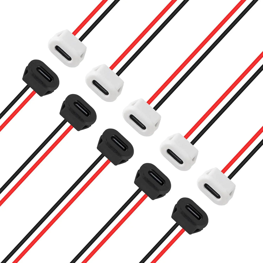 5/10PCS Type-C Female Chassis Waterproof 2P Solder Wire Type USB C Pigtail Cable Extension Power Cable USB-C Plug to 2 Pin Bare