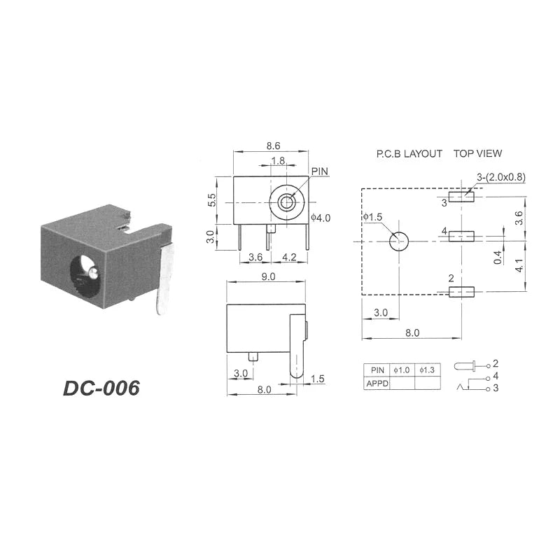 DC002/004/DC005/015 Power Socket 3.5x1.3mm 5.5x2.1mm 5.5x2.5mm DC Power Socket USB Three-Leg Direct Plug Socket Female Connector