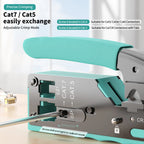 CNCOB RJ45 Pass Through Crimping Tool for Cat8 Cat7 6A Cat6/5e Ethernet Modular Plugs Ends Connectors, All-in-One, RJ11 Crimp