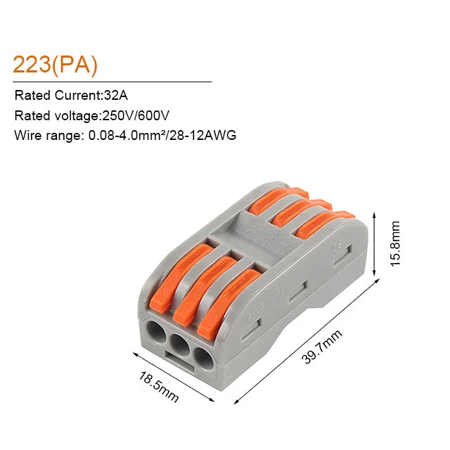 5PCS Universal Quick Compact Wire Connector Push-In 2/3/4/5 Pin Conductor Terminal Block Led Light Connector With Lever