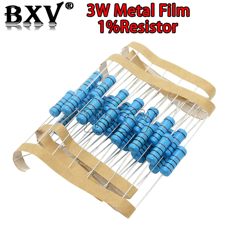 3W Metal Film Resistor 1% 10PCS/LOT 1R ~ 1M 1R 4.7R 10R 22R 33R 47R 1K 4.7K 10K 100K 1 4.7 10 22 33 47 4K7 Ohm