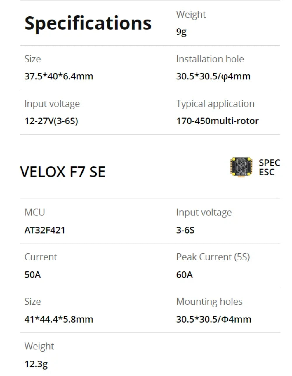 T-motor Velox F7 SE+V50A SE HD Stack (AM32) FC Flight Controller ESC for FPV Racing Drones