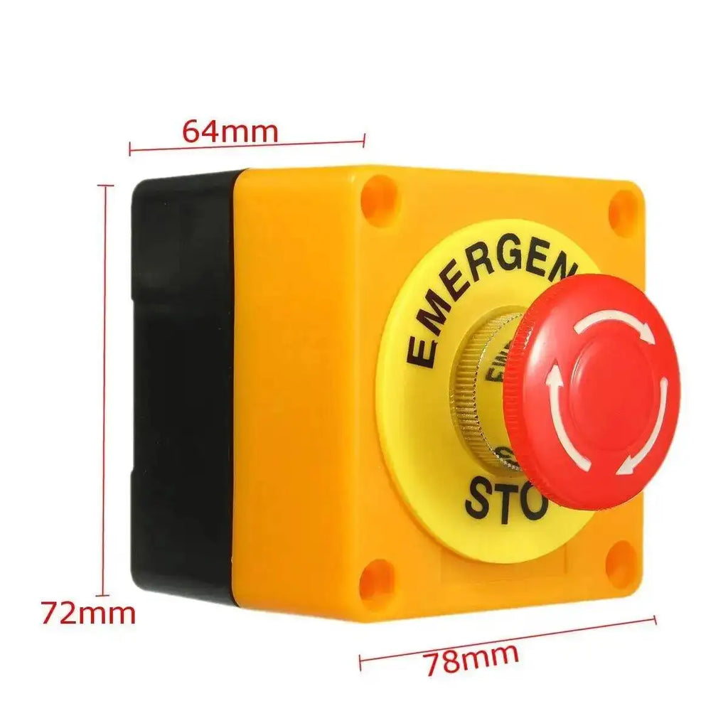 Emergency Stop With Waterproof Protective Box 1NO 1NC 10A 660V Mushroom Red Head 22mm Rotary Push Button Switch