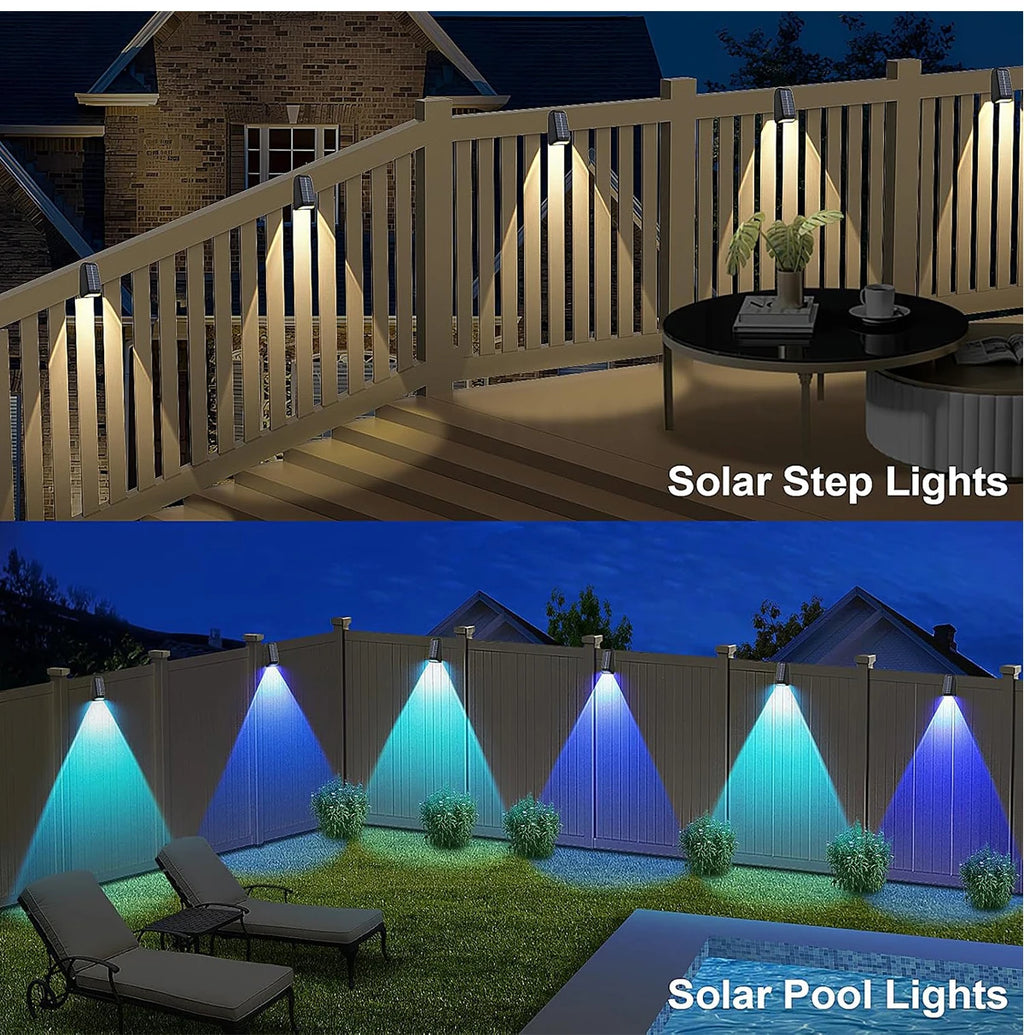 Solar Wall Lamp Solar Fence Lights with Warm White RGB Modes For Backyard Patio Deck Railing Wall Outdoor Waterproof Decor Light