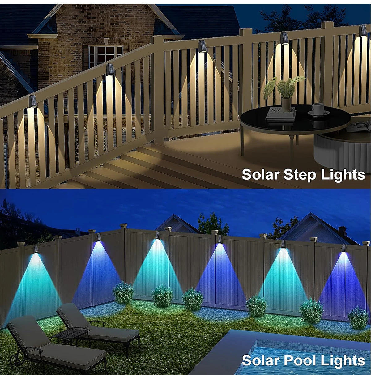 Solar Wall Lamp Solar Fence Lights with Warm White RGB Modes For Backyard Patio Deck Railing Wall Outdoor Waterproof Decor Light