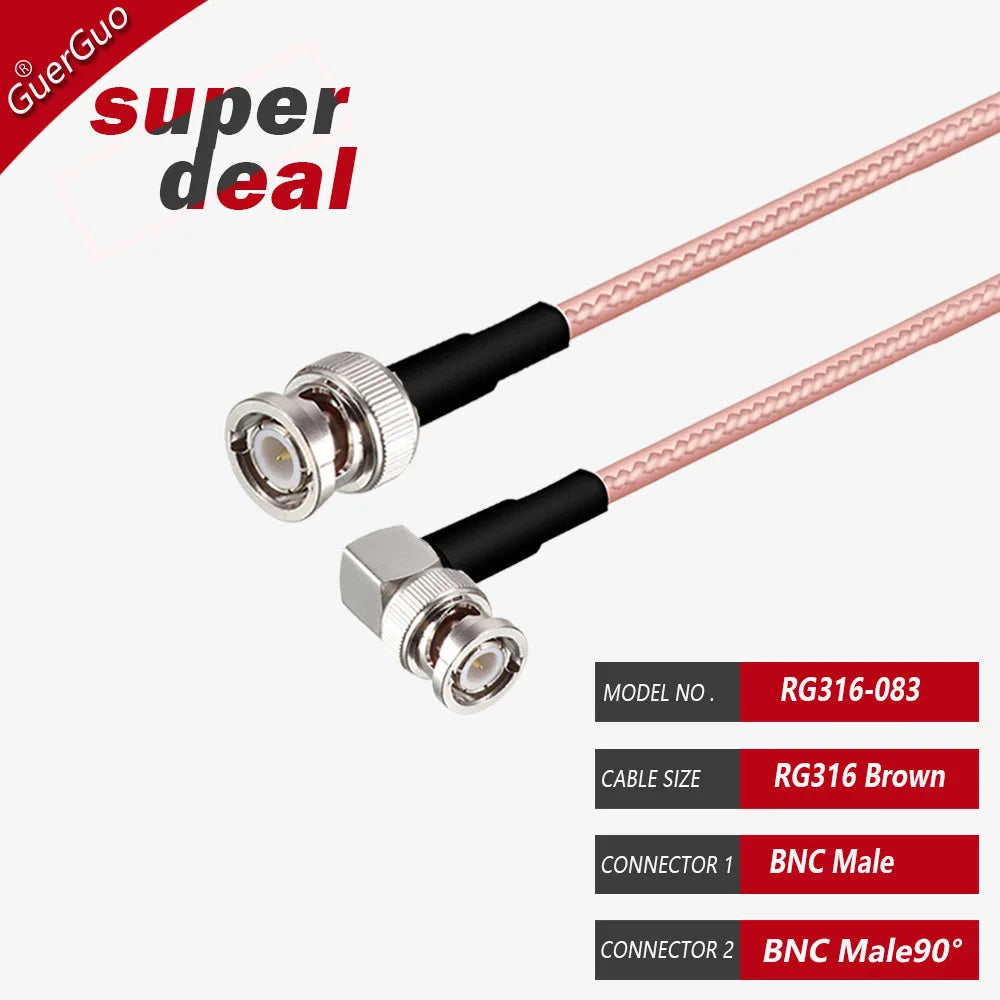 BNC Male to BNC Male BNC Female Adapter RF Coaxial RG316 Cable 50 Ohm for Video Camera System BNC Coax Extension Pigtail Cord
