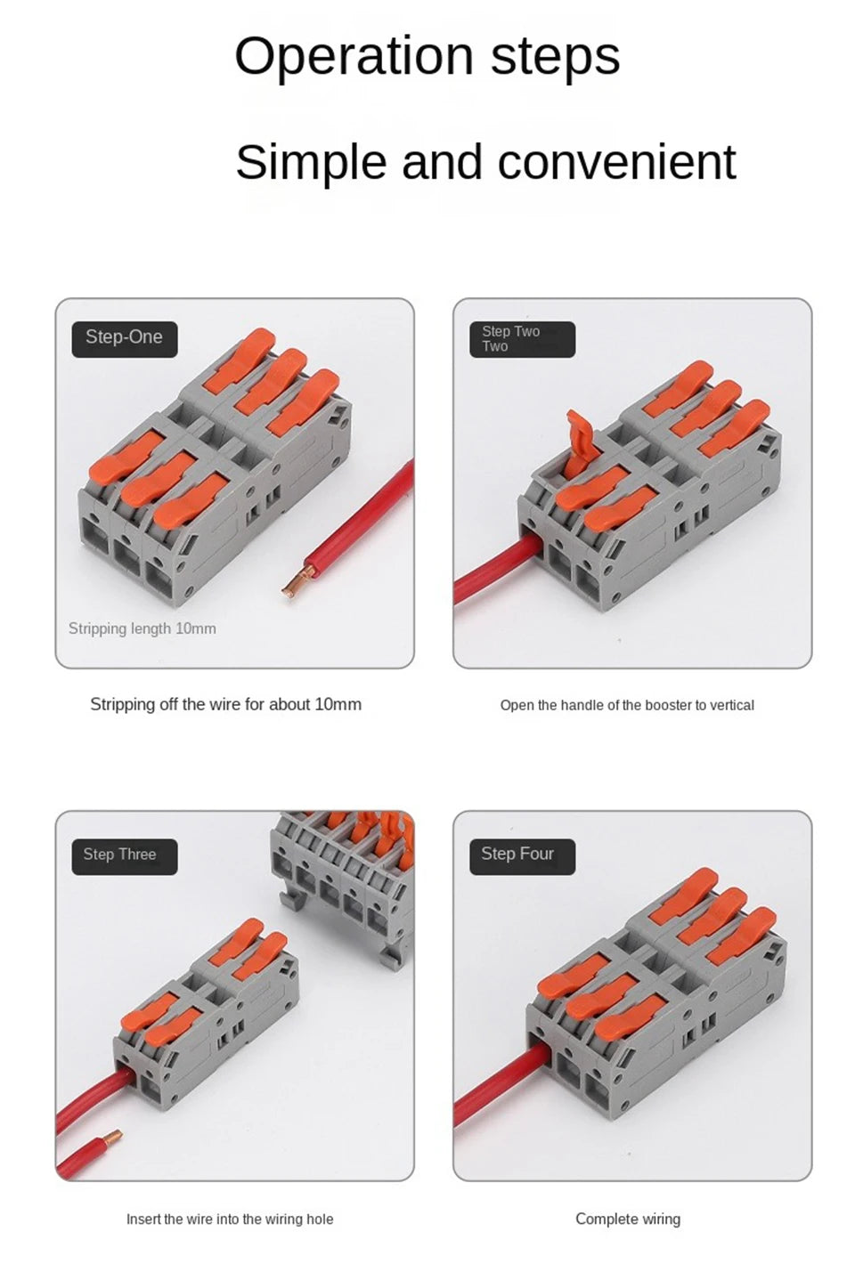 Fast Wire Connectors Universal Compact Terminal Block 6mm2 DIN Rail type Terminal 2 3 4 5 Pin Push-In Terminal Block With Lever