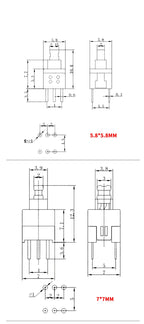 10-100PCS/LOT 5.8x5.8 7x7 8x8 8.5x8.5mm Self Locking / UNlock Push Tactile Power Micro Switch 6 Pin Button Switches