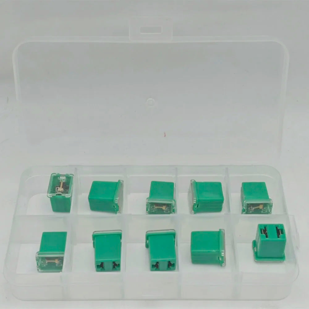 10pcs Box Jcase Fuse kit 20A/30A/40A Square Jcase Fuses Low Profile Box Shaped Fuse fusible for SUV Cars Trucks Boats Automotive
