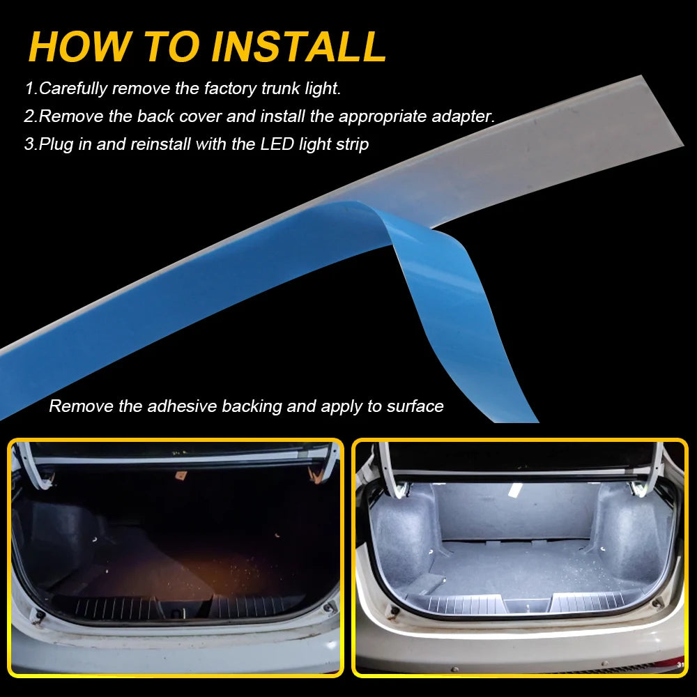 Super Bright HID White T10 LED Strip Light For Car Trunk Cargo Area or Interior Illumination White 6000K DIY W5W LED Lights Bar