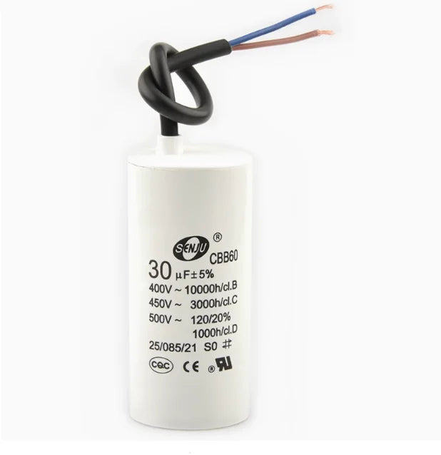 CBB60 Motor Start Capacitor for Washing Machine, Spin Dryer, Water Pump 4/5/6/8/10/12/20/100UF