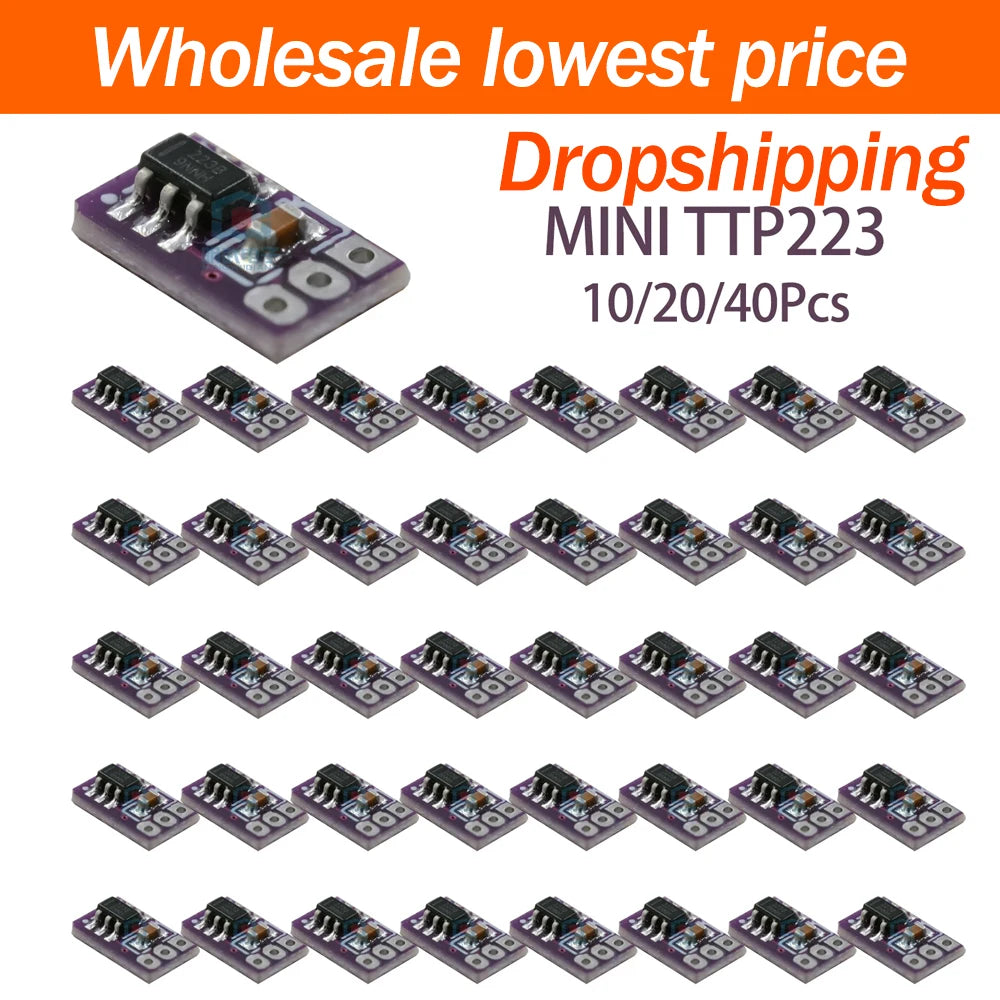 10/20/40Pcs Mini TTP223 Miniature Capacitive Touch Sensor Module Ultra Compact Circuit Board Figurine Model Lamp Decoration