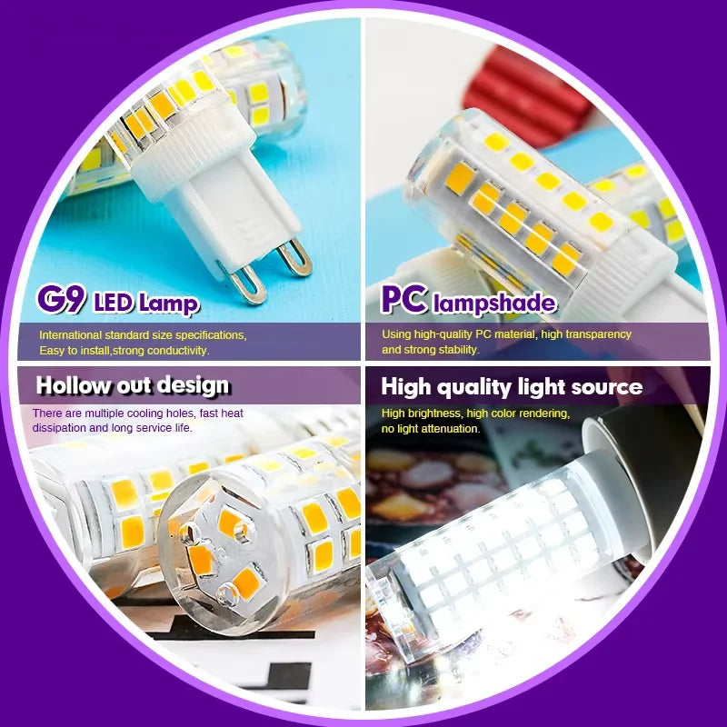 10pcs Super Bright G9 LED Lamp AC220V 7W 9W 12W 15W Ceramic SMD2835 Led Bulb Warm/Cool White Spotlight Replace Halogen Light