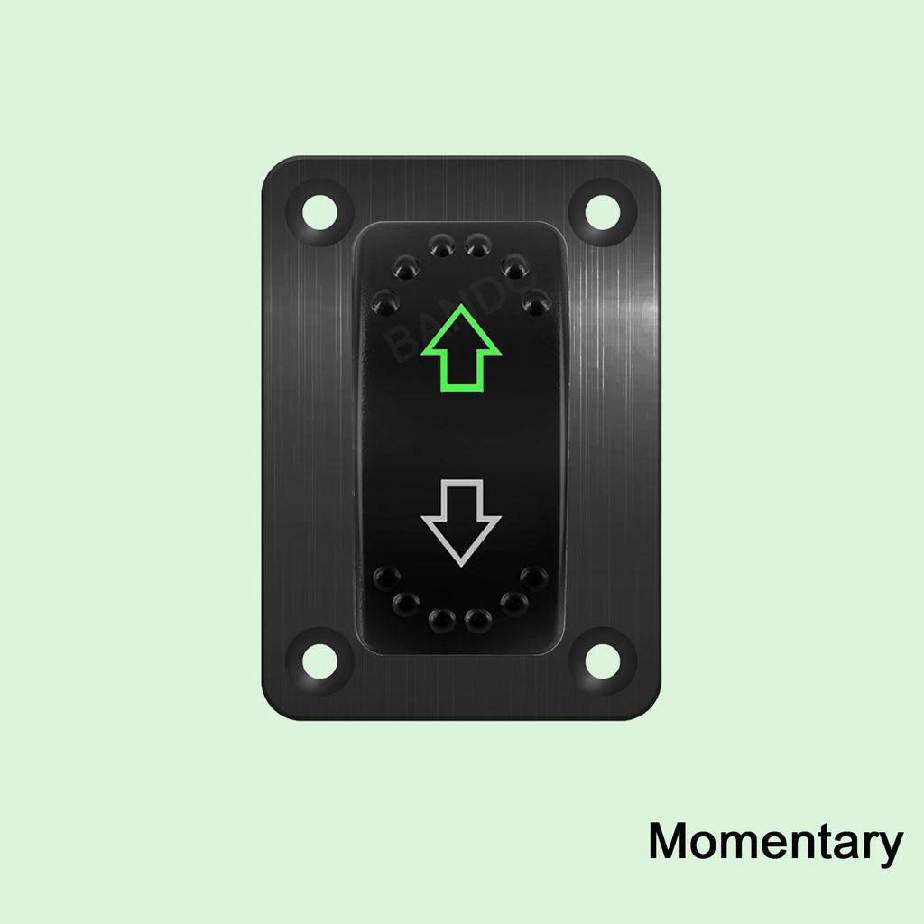 UP DOWN ARROWS Momentary Rocker Switch 7P (ON)-OFF-(ON) DPDT Retractive Switch + Wires for Car Boat Marine Vehicle Yacht Ship