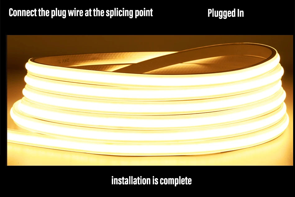 220V COB LED Strip Light High Bright Switch/Dimmable US 110v EU Plug Neon Tape Kitchen Cabinet  lighting Waterproof garden