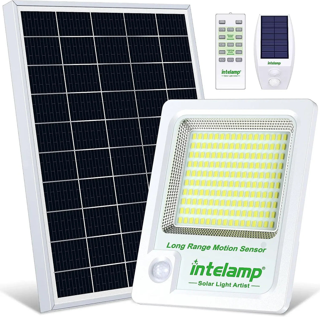 Solar Light Outdoor Motion Sensor Flood Security With Remote Control Powered Wall Dusk to Dawn Garden Porch Farm