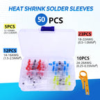 50-500Pcs Waterproof Heat Shrink Butt Connectors Solder Seal Wire Cable Terminals Electrical Splice Kit for Automotive Marine