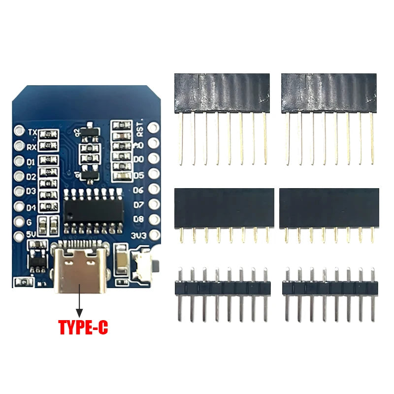 XCW WeMos D1 Mini TYPE-C/Micro USB ESP8266 ESP-12F CH340G V2 Module WiFi D1 Mini Development Board 3.3V With Pin For Arduino