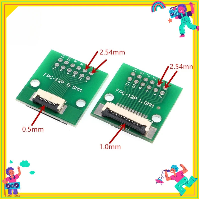 1PCS  Test Board FPC 4 8 10 12 20 30 60 Pin PCB Double Sided FFC FPC Flex Cable Adapter Pitch 0.5mm 1.0mm to 2.54mm Connector