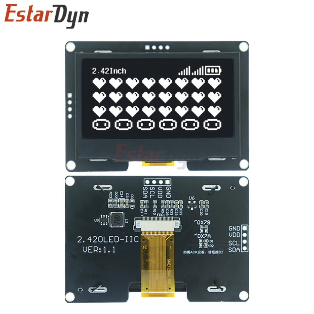2.4" 2.42 Inch 128x64 OLED LCD Display Module SSD1309 12864 4 Pin IIC I2C Serial Interface for C51