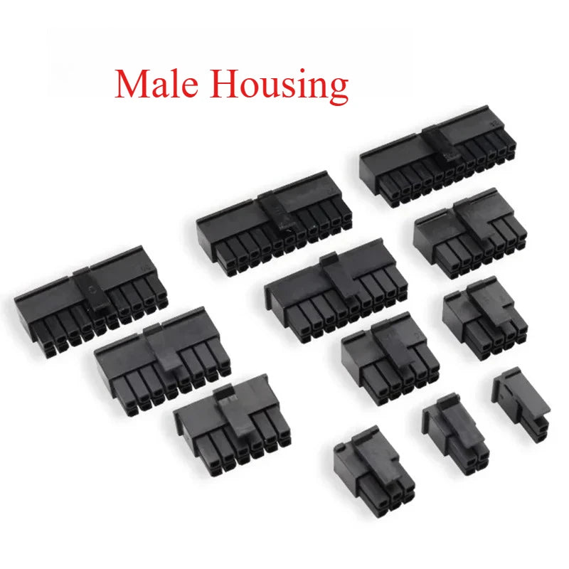 10PCS MX3.0 3.0mm Pitch Micro-Fit 3.0 Double Row Connector Housing 2*1/2/3/4/5/6-12Pin Male Female Housing Terminal 43030 43025