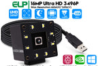 ELP 16MP Autofocus USB Camera IMX298 Sensor Ultra HD No Distortion Webcam with Night Vision White LED for Security System
