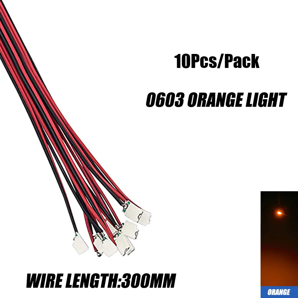10Pcs 0402 0603 Led SMD Wire For Model Train HO N OO Scale Red Black Line Pre-soldered Micro Litz Diorama Railway 30cm 3V