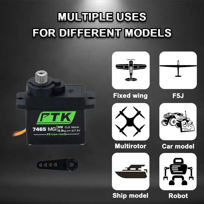 PTK 7465W MG Waterproof servo Metal gear 9g micro servo 5mm 180° robotic model aircraft fixed wing digital servo