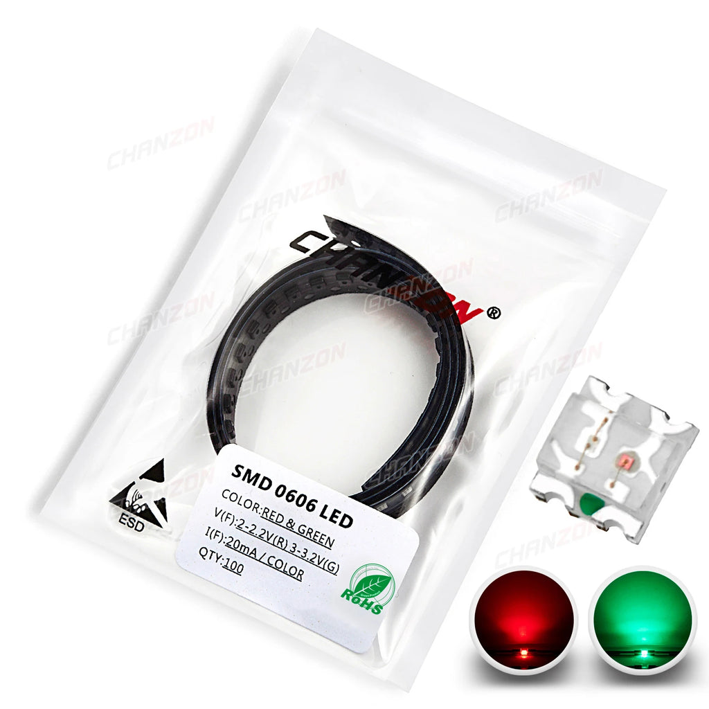 100pcs 0603 (0606) SMD LED Emitting Diode Lamp Chip Light Beads Red Green Yellow Blue Bicolor Common Anode Micro PCB Circuit SMT
