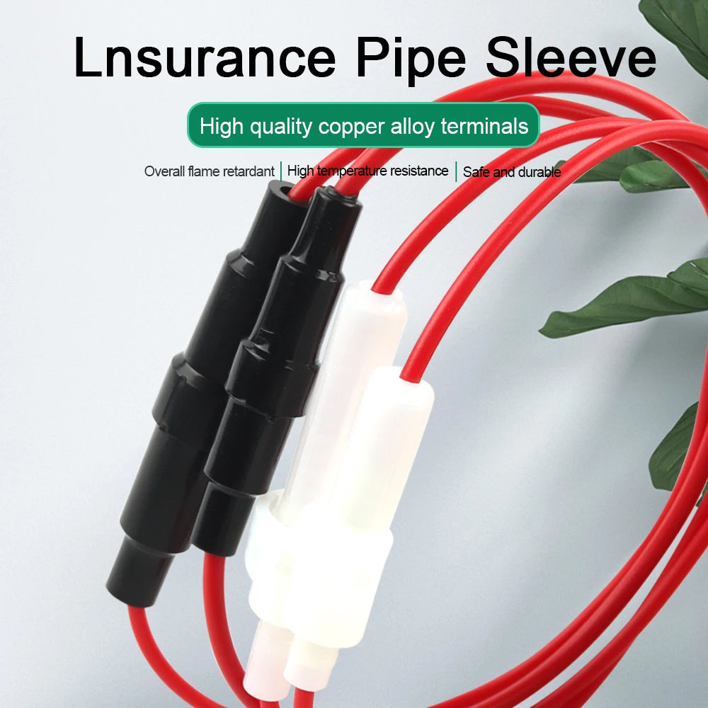 10PCS 5x20mm Glass Fuse Holder Fast Blow Screw Type 6x30mm with Electrical Wire Cable 250V AC Fuses Line Copper Strip Spring