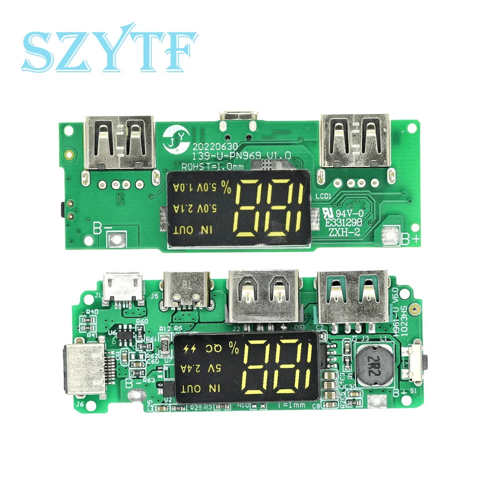 Lithium Battery Charger Board LED Dual USB 5V 2.4A Micro or Type-C USB Mobile Power Bank 18650 Charging Module