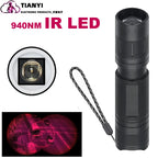 Professional Focus Night Vision Hunting Torch, Tactical Infrared Radiation Zoomable LED Flashlight, IR 850nm, 940nm, 10W