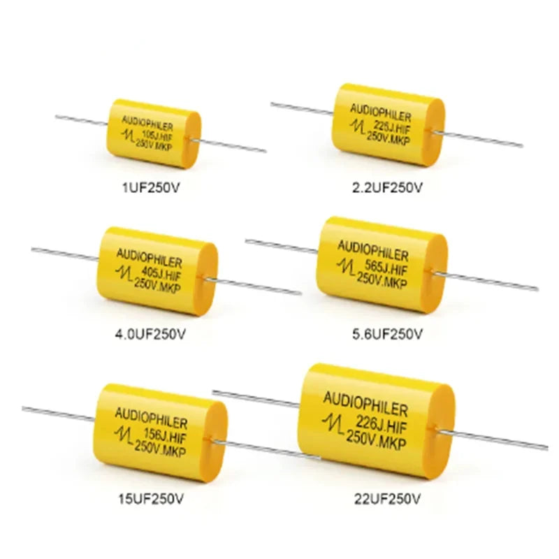5PCS MKP 250V 1UF 1.5 1.8 2.2 2.7 3.3 4.7 5.6 6.8UF 8.2 10 12 15 20 22 33 47UF Higt quality Axial Audio Electrodeless Capacitor