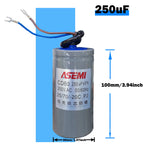 CD60 P2 250V AC 50/60Hz Starting Capacitor Startup Aluminum Shell Paper Core 75uF 100uF 150uF 200uF 250uF 300uF