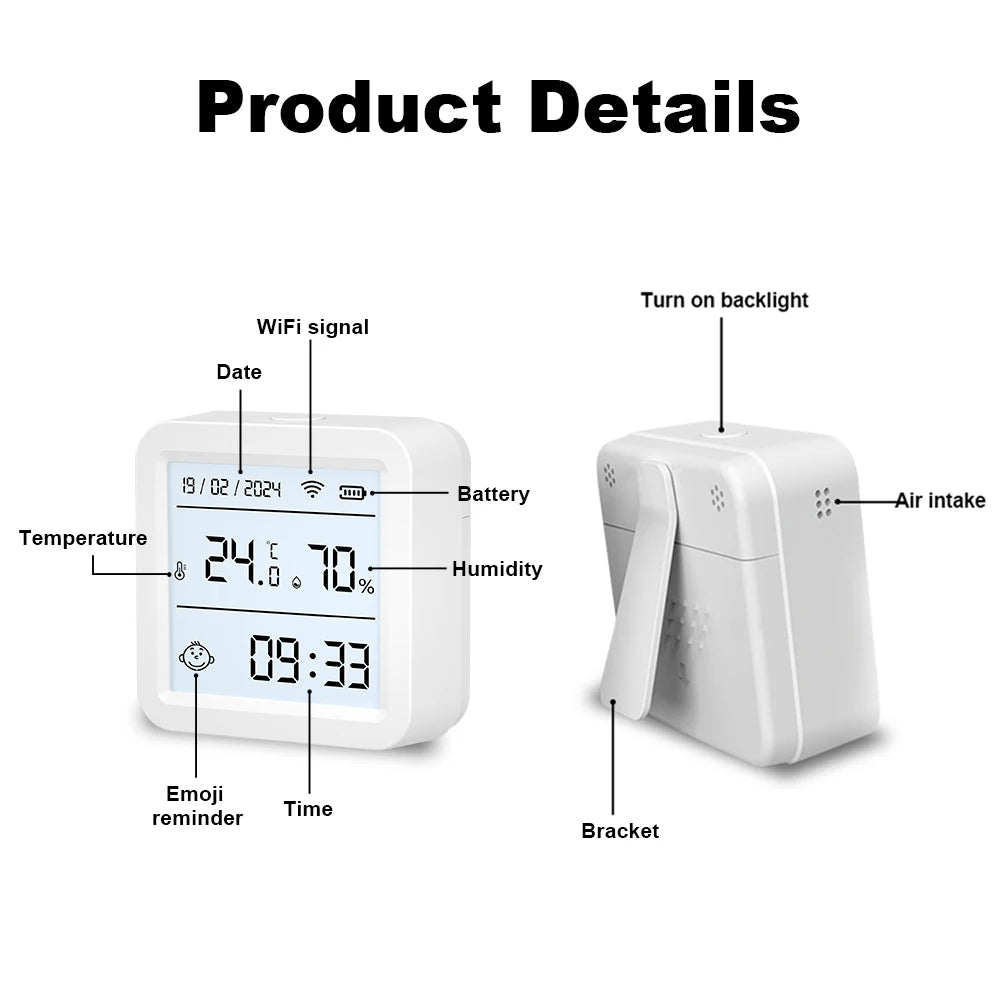 Tuya WIFI Temperature and Humidity Sensor Hygrometer Thermometer with/No LCD Display Indoor Support Alexa Google Assistant