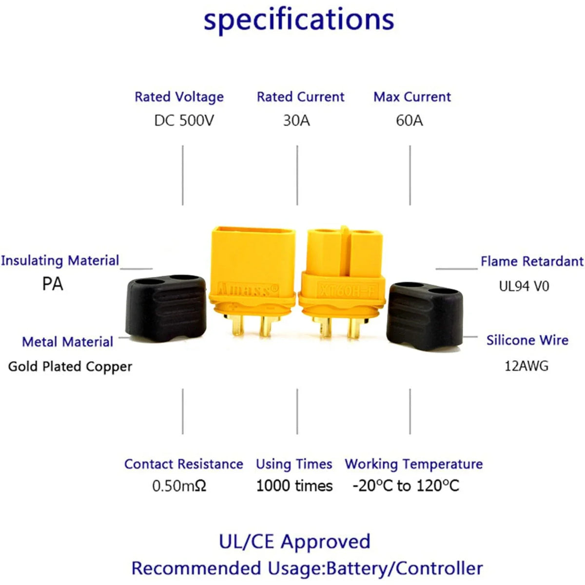 XT60H (XT60 Uograde) Male Female Bullet Connectors Plugs for RC Lipo Battery Rc Drone Airplane Accessories XT60 Connector