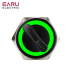 16MM 19MM 22MM Self-return Self-locking Waterproof DPDT Illuminated Metal Selector Knob Rotary Switch 2 3 Position LED Lamp Red