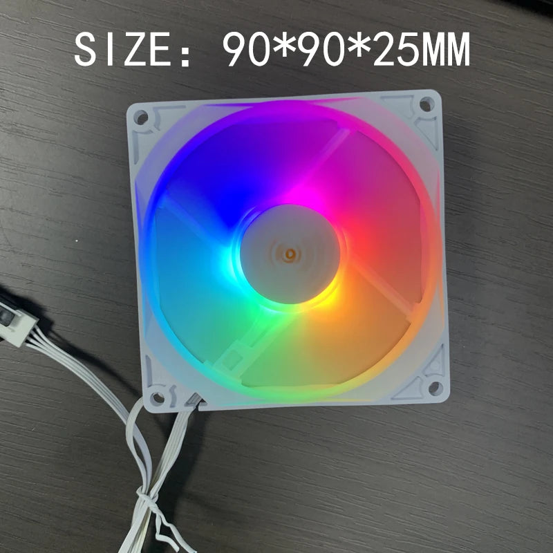 90MM RGB CPU Cooler Silent Cooling Fan 4PIN PWM PC Quiet DC 12V CPU Cooler Replacement White Fan