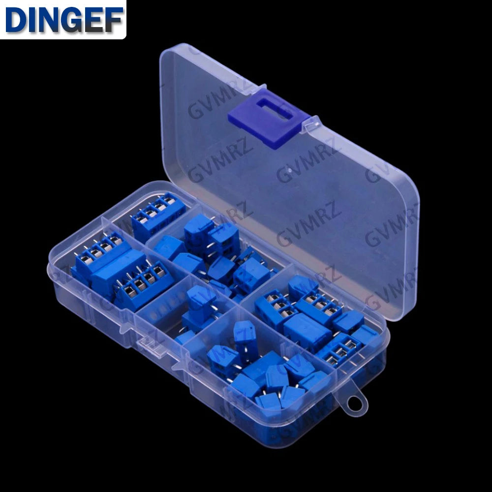 50PCS 5.0MM KF301 2P 3P 4P terminal blocks PCB splicing plug Blue KF301-4P KF301-3P  KF301-2P