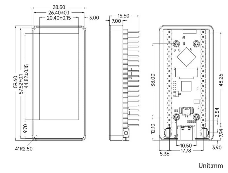 Waveshare ESP32 S3 1.91inch AMOLED Development Board 240x536 WiFi Bluetooth 5 16MB Flash PSRAM 6-Axis IMU Sensor LVGL CNC Case