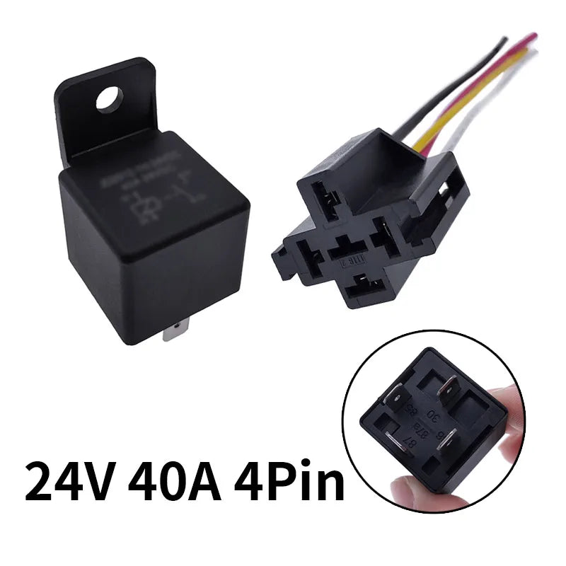 JD2912 4 Pin 5 Pin 40A DC 12V 24V 36V 48V Auto Car Relay with Mounting Hole Coil Power 1.8W Automobile Control Device with Line