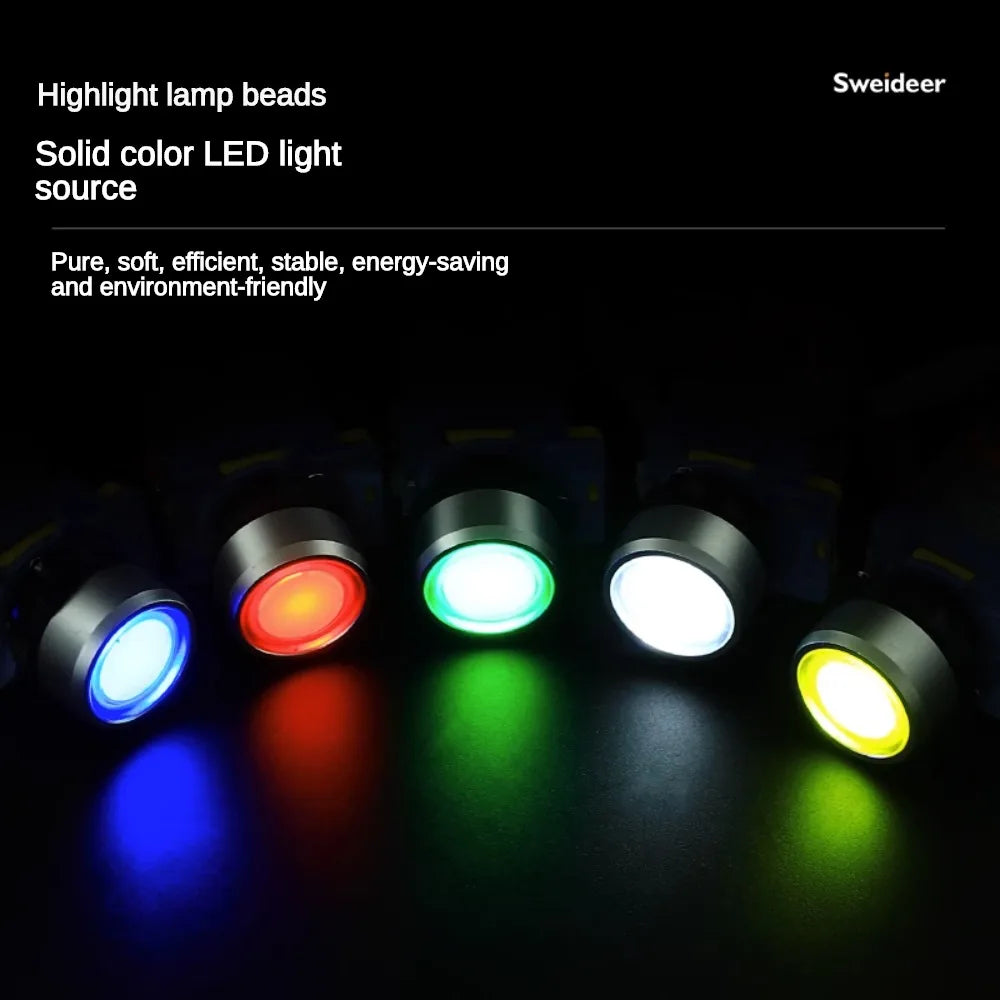 Waterproof Push Button Switch with LED 22mm Momentary Reset Self Locking Power Button Switch with Light 12V 24V 220V 10A 2NO 2NC