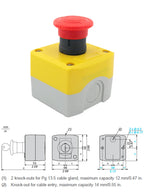Waterproof Mushroom Head Emergency Stop Push Button Switch Elevator Control Box StationSALLA68H XALK174 Latching Turn to Release