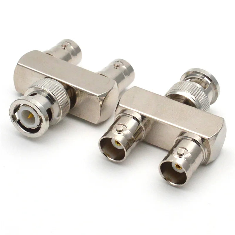 1PC BNC Male to Dual BNC Female Adapter Y Splitter 50 Ohm RF Connector Coaxial High Quanlity Brass Nickel Plated