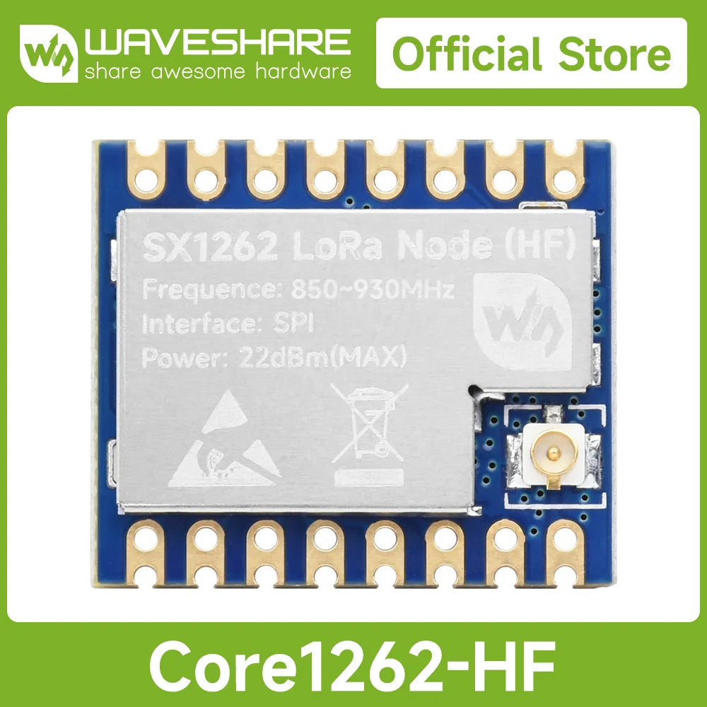 Waveshare Core1262 LF/HF LoRa Module, SX1262 chip, Long-Range, Anti-Interference,for Sub-GHz band for Raspberry Pi 5/4B/3B