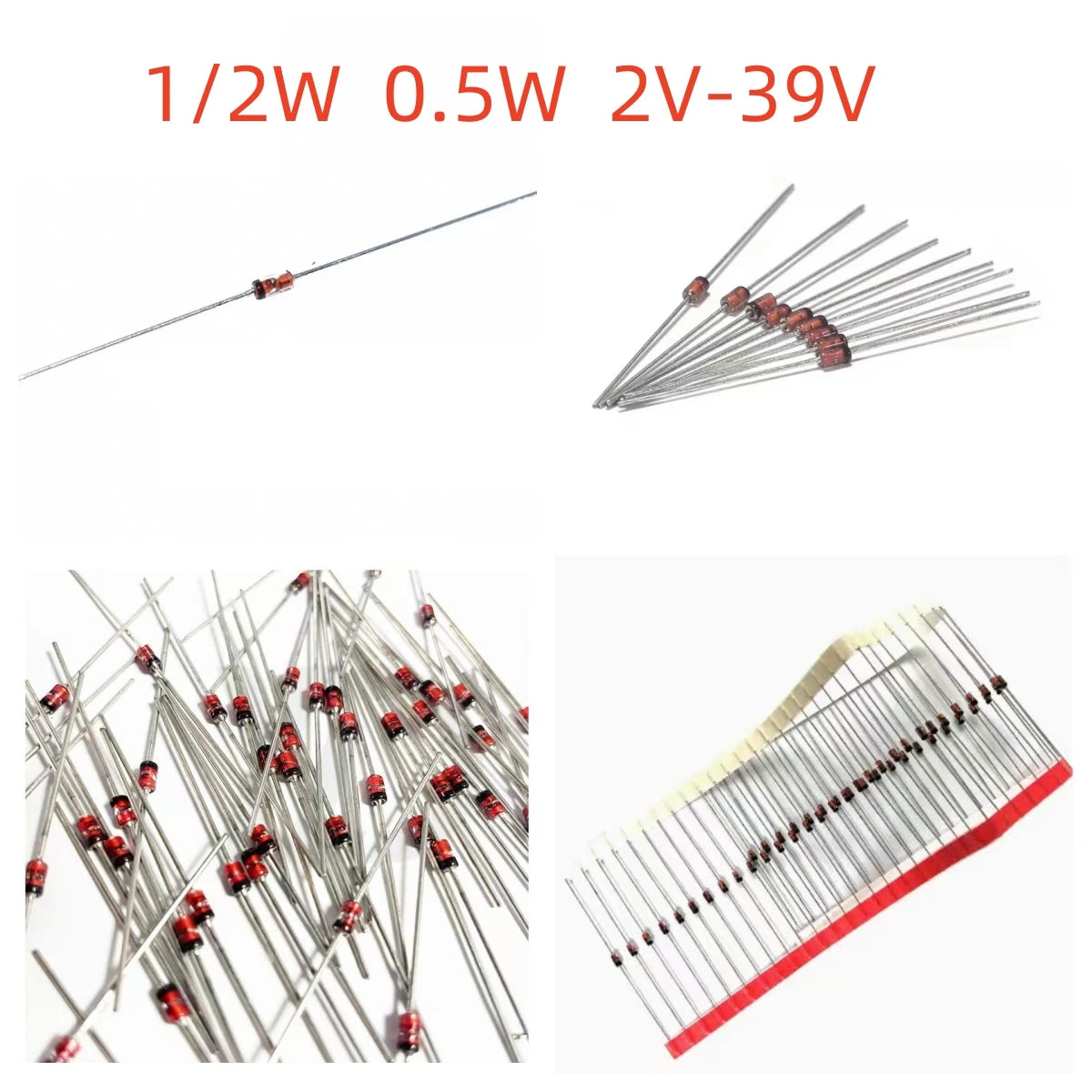 50Pcs/Lot 1/2w 0.5W Zener Diode 2-39V Zener Voltage Regulator 39V 30V 24V 22V 20V 18V 15V 13V 12V 10V 9.1V 7.5V 5.6V 4.7V 3.9V