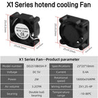 Bamboo Lab X1 P1 Hotend Cooling Fan with Cable for 3D Printer Rapid Accessories Heater Thermistor Compatible with X1C P1S P1P Mo
