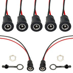 DIY DC Jack Female Socket Panel Mount Connector with 15cm Wire & Waterproof Cap, 10A High Current DC022D DC Power Socket