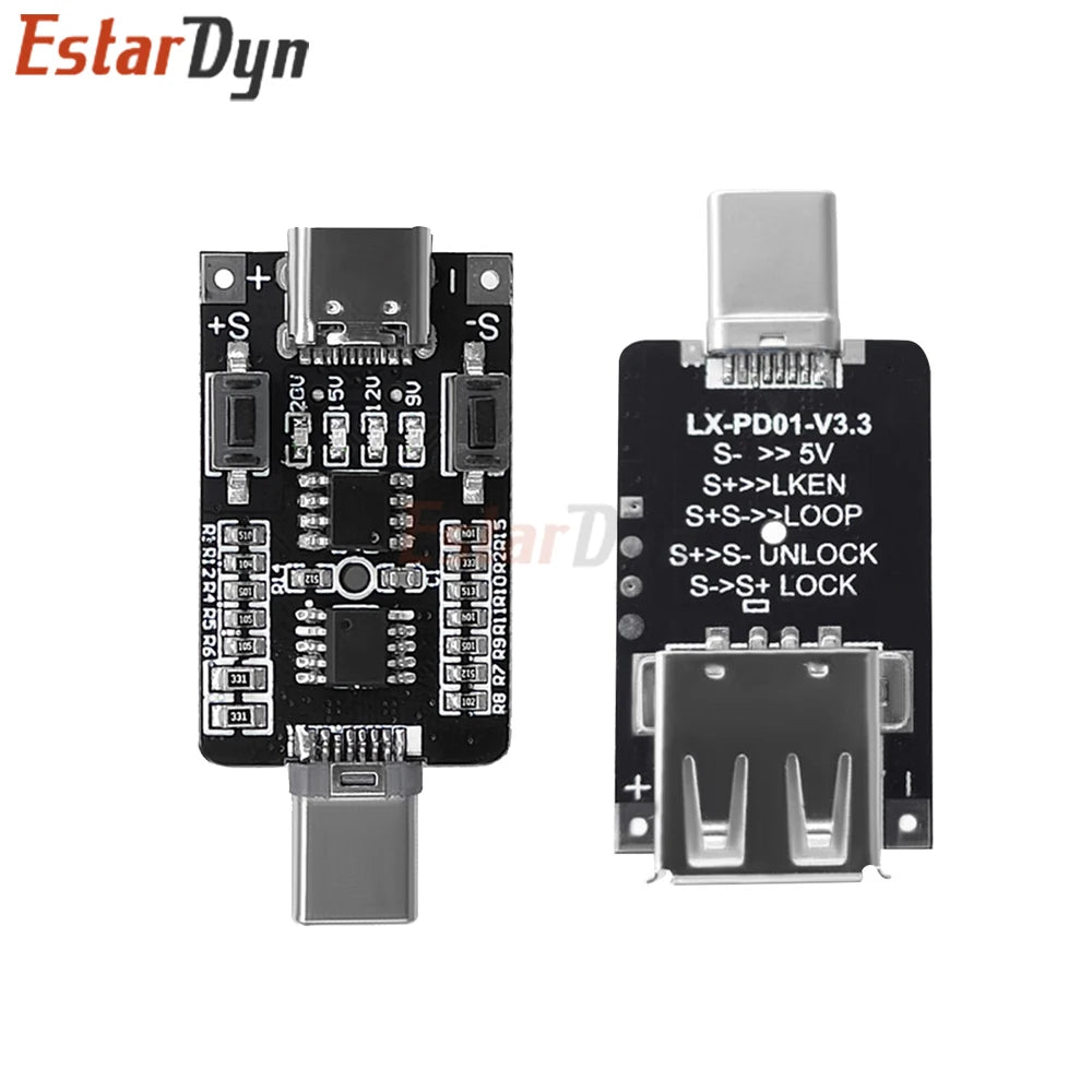 Estardyn  100W 5A USB-C PD/QC Decoy Trigger Module 5V/9V/12V/15V/20V Fast Charging Protocol Board for Charger Aging Test