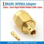 RPSMA RP-SMA RP SMA Male Plug Solder For Semi-Rigid RG405 0.086' Cable Jack Copper GOLD Straight 50 ohm RF Connector Adapter